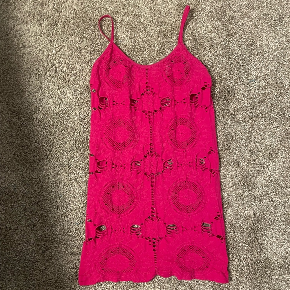 Pink super stretchy cutout dress